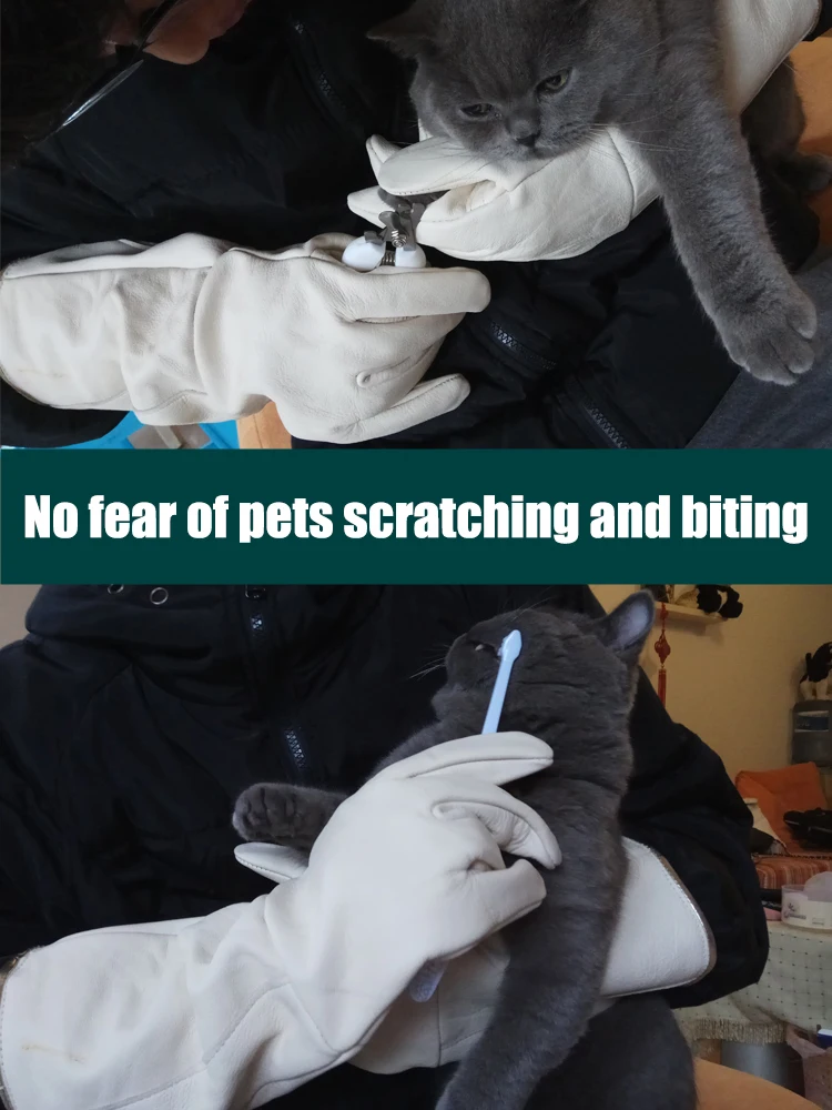 Guantes para perros y gatos resistentes a mordeduras y arañazos, protección para el manejo de animales, tendones fuertes, baño de animales, suministros de aseo impermeables - Imagen 2
