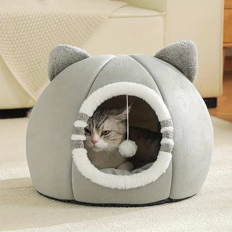Cama para gatos de dibujos animados, casa para gatos pequeños y medianos, acogedora cueva para gatitos. - Imagen 8