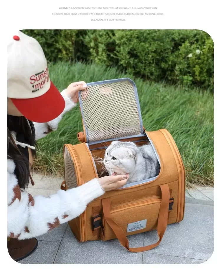 Mochila para gatos expandible de gran capacidad, transportín para perros y gatos pequeños y medianos, aprobada por aerolíneas, bolsa de viaje transpirable. - Imagen 22