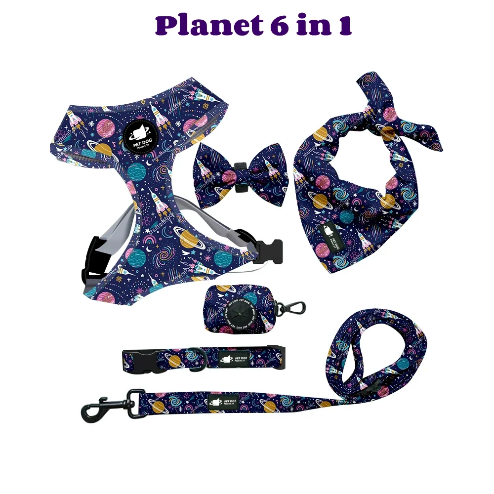 Conjunto de arnés para perros que incluye chaleco, arnés, collar, correa, pañuelo, bufanda, bolsa para excrementos y accesorios para mascotas (gatos y perros). - Imagen 8