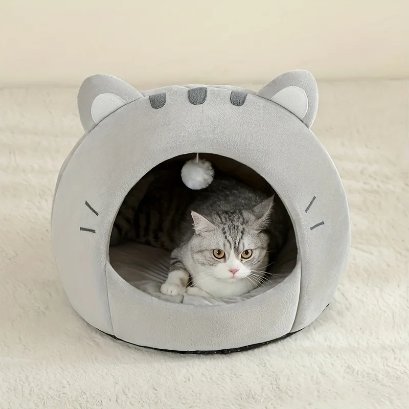 Cama para gatos de dibujos animados, casa para gatos pequeños y medianos, acogedora cueva para gatitos. - Imagen 7