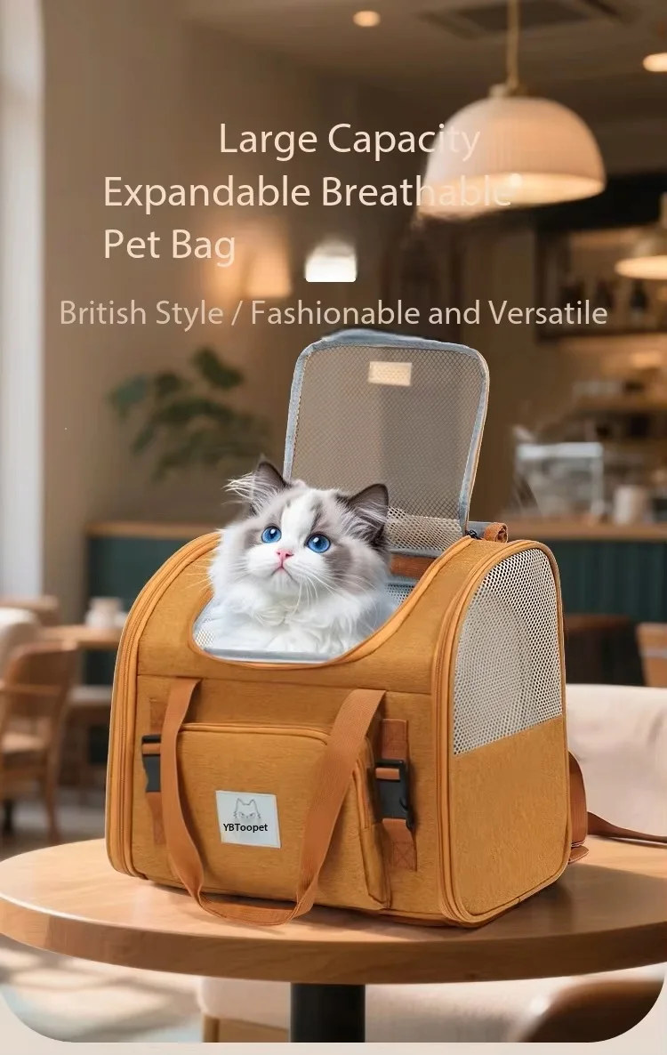 Mochila para gatos expandible de gran capacidad, transportín para perros y gatos pequeños y medianos, aprobada por aerolíneas, bolsa de viaje transpirable. - Imagen 9