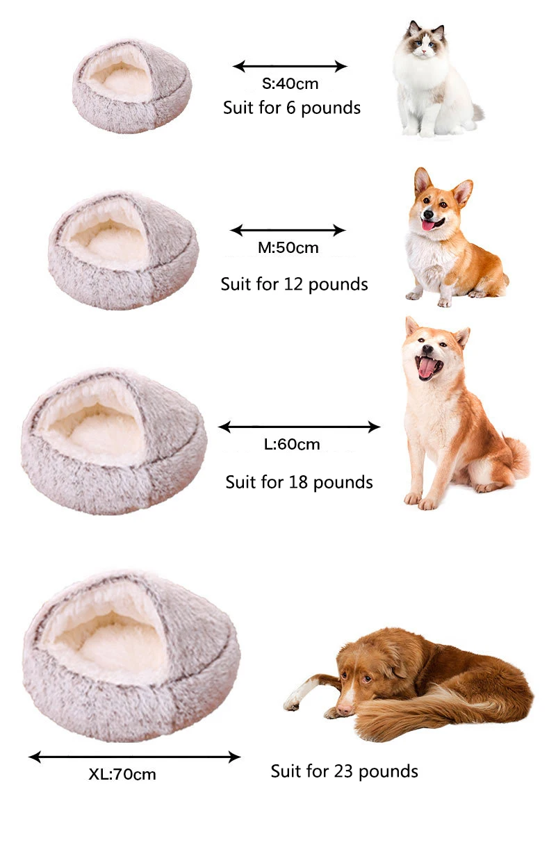 Cama redonda para perros, cama cálida de invierno para gatos, cesta de felpa para perros, cama lavable para mascotas, sofá para perros pequeños, medianos y grandes. - Imagen 18