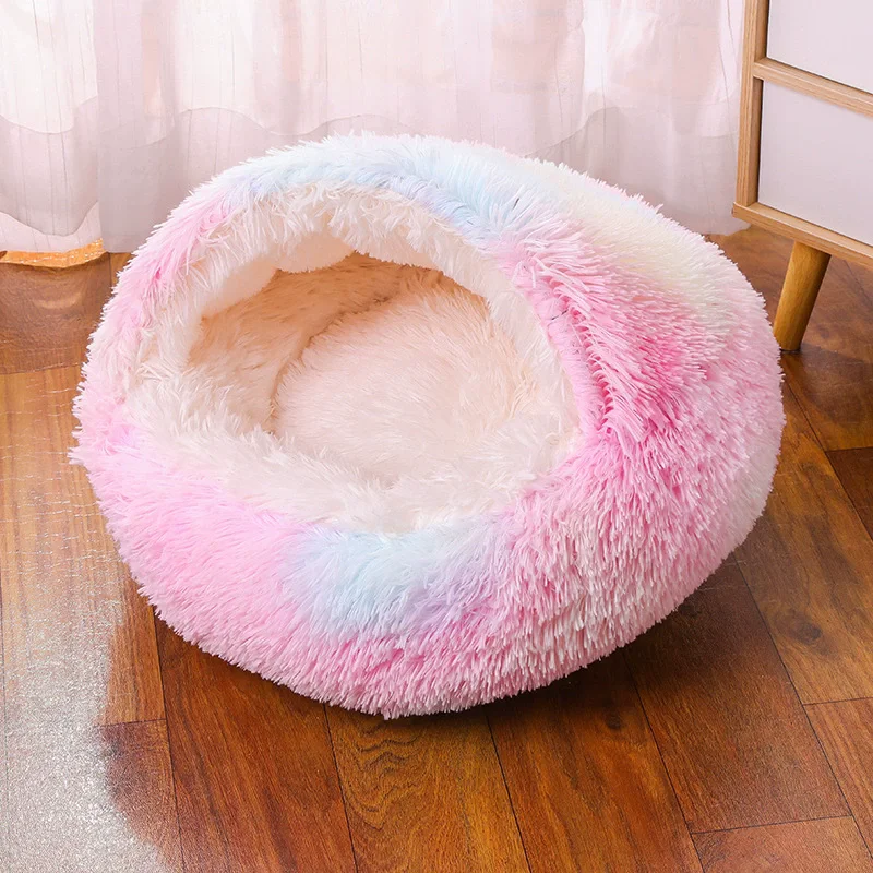 Cama redonda para perros, cama cálida de invierno para gatos, cesta de felpa para perros, cama lavable para mascotas, sofá para perros pequeños, medianos y grandes. - Imagen 4