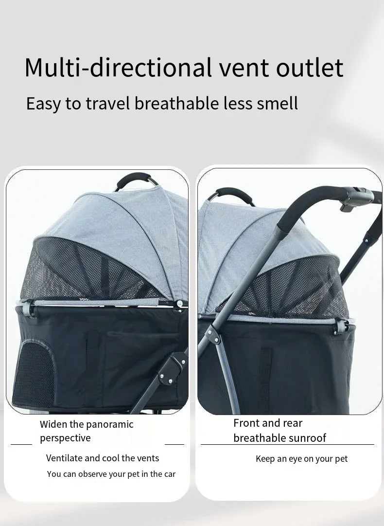 Cochecitos para mascotas 3 en 1, ligeros y plegables, diseñados específicamente para pasear perros, bebés, perros medianos y pequeños, gatos y para uso en exteriores. - Imagen 18