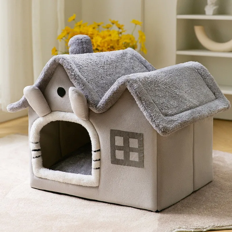 Casa plegable para gatos, cálida para invierno, cama tipo cueva para chihuahua, cesta para gatos pequeños, cama suave y cálida para gatos, caseta para cachorros, sueño profundo. - Imagen 19