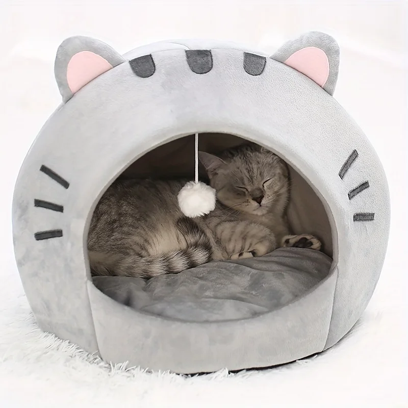 Cama para gatos de dibujos animados, casa para gatos pequeños y medianos, acogedora cueva para gatitos. - Imagen 12
