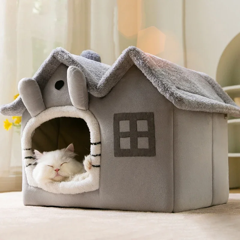 Casa plegable para gatos, cálida para invierno, cama tipo cueva para chihuahua, cesta para gatos pequeños, cama suave y cálida para gatos, caseta para cachorros, sueño profundo.