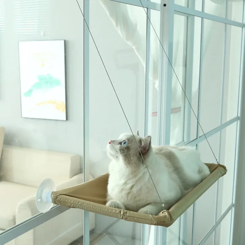 Hamaca para gatos, cama colgante aérea para gatos, casita para gatos, estructura para trepar para gatitos, asiento soleado para ventana, nido, soporta hasta 20 kg. - Imagen 2