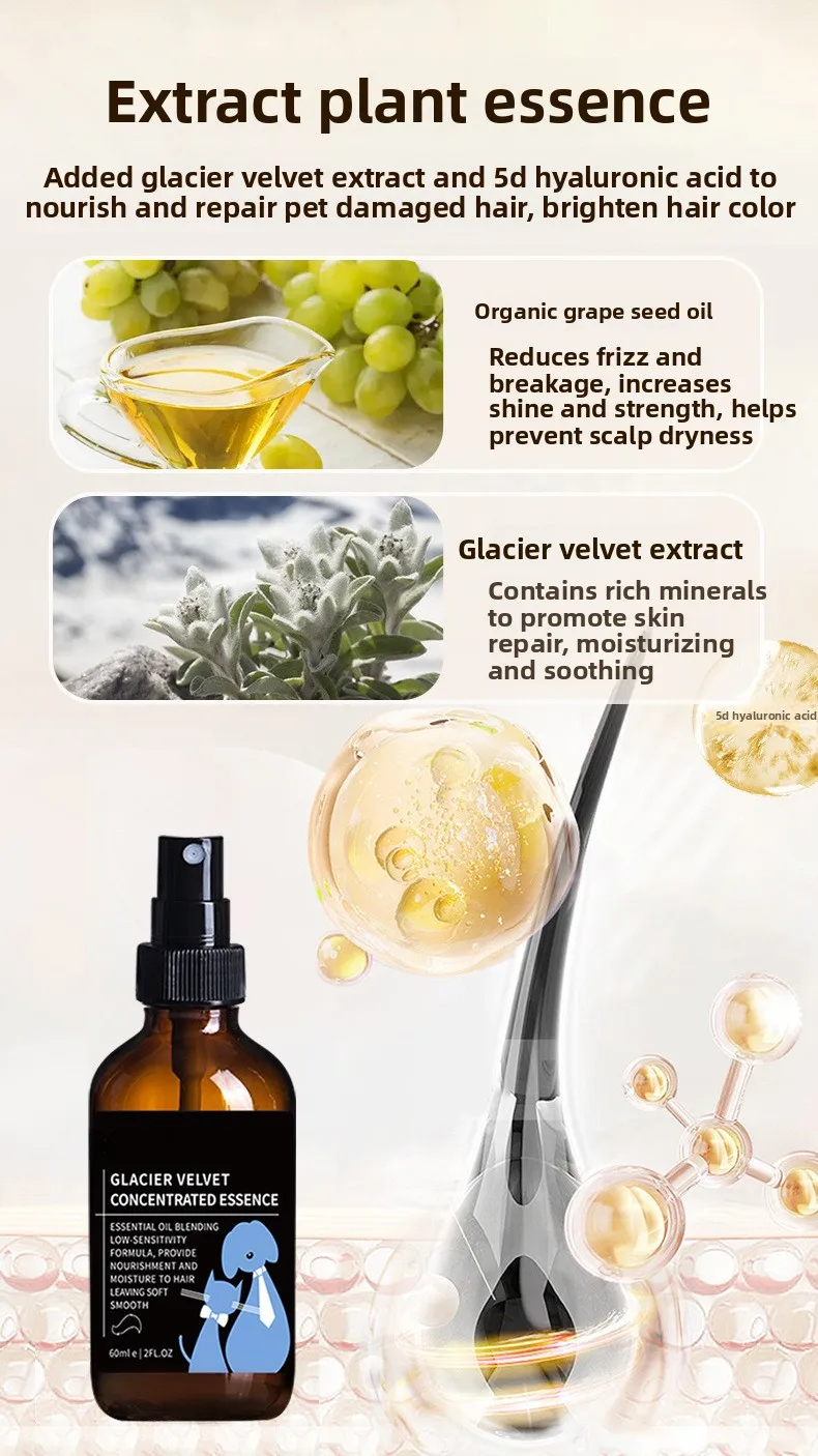 Spray para el cuidado del pelo de mascotas, antiestático, brillante, sin necesidad de enjuague, desenredante, con aceite esencial y desodorizante. - Imagen 9