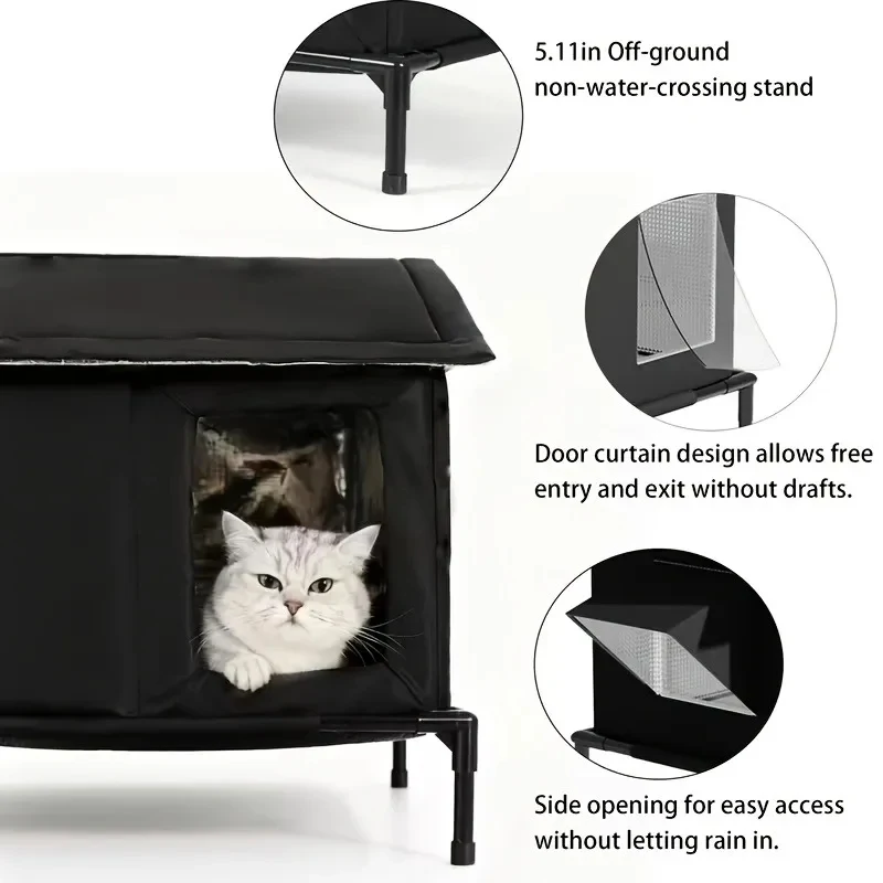 Nido cálido de invierno para gatos, aislado térmicamente, refugio exterior para gatos, casa para gatos callejeros, cueva de suelo. - Imagen 5