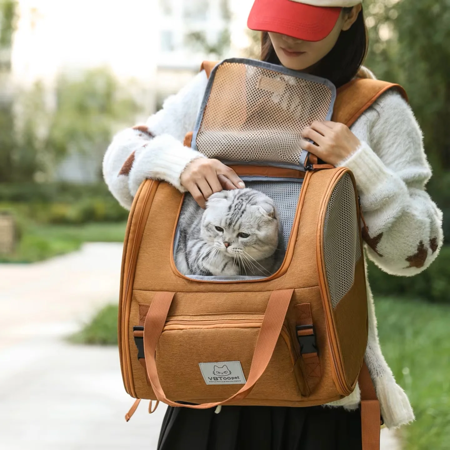 Mochila para gatos expandible de gran capacidad, transportín para perros y gatos pequeños y medianos, aprobada por aerolíneas, bolsa de viaje transpirable. - Imagen 19