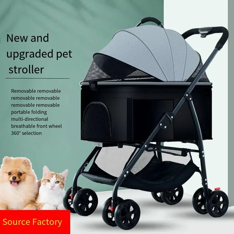 Cochecitos para mascotas 3 en 1, ligeros y plegables, diseñados específicamente para pasear perros, bebés, perros medianos y pequeños, gatos y para uso en exteriores. - Imagen 2