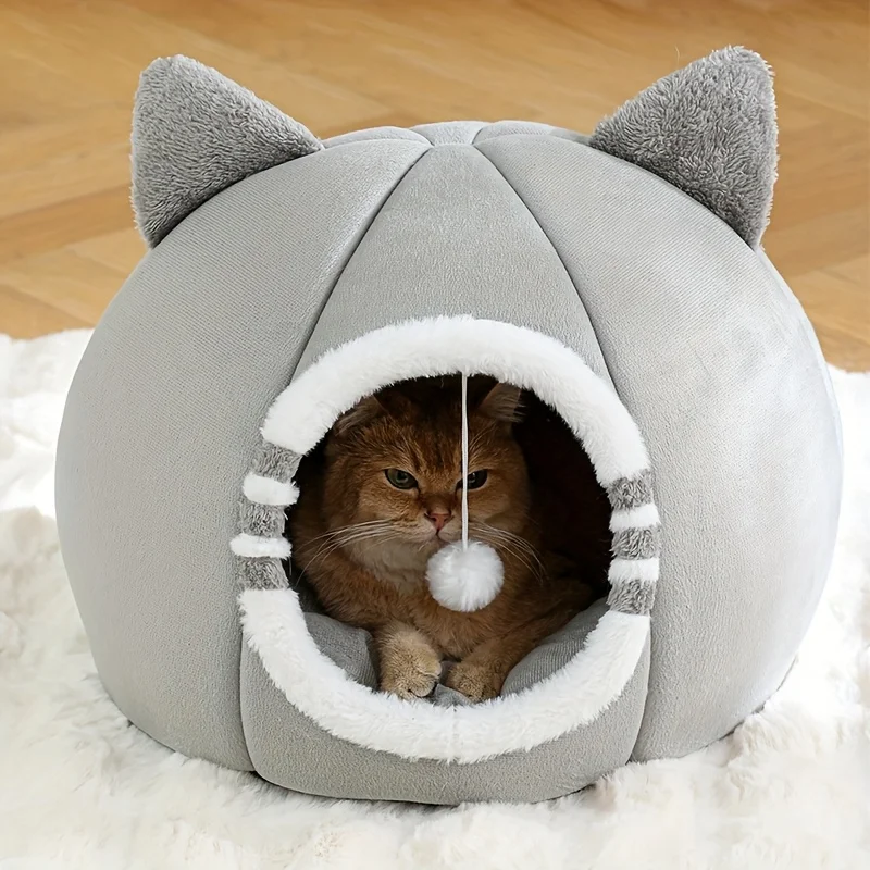 Cama para gatos de dibujos animados, casa para gatos pequeños y medianos, acogedora cueva para gatitos. - Imagen 17