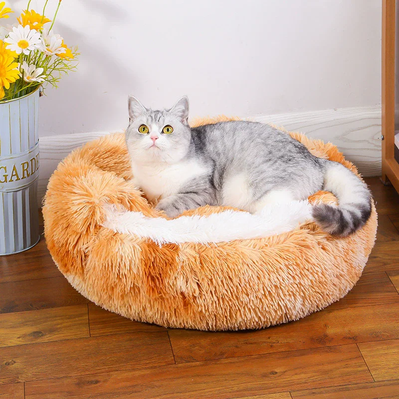 Cama redonda para perros, cama cálida de invierno para gatos, cesta de felpa para perros, cama lavable para mascotas, sofá para perros pequeños, medianos y grandes. - Imagen 6