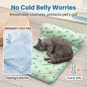 Alfombrilla refrescante de seda helada para mascotas, almohadilla para dormir con sensación de frío en verano, antideslizante y transpirable, almohadilla de hielo para gatos y perros, plegable y lavable.