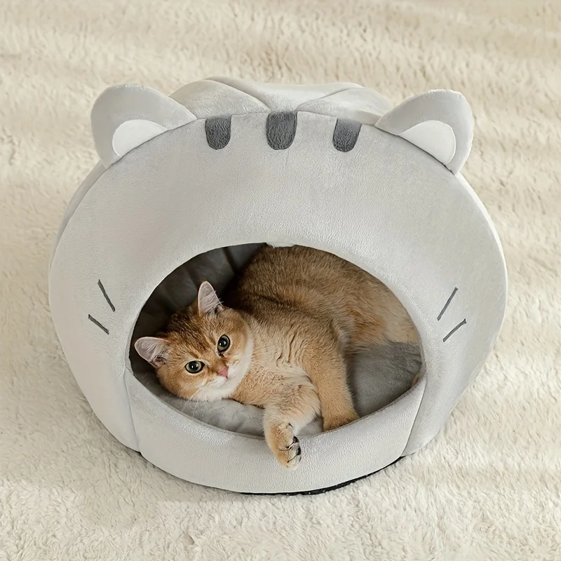 Cama para gatos de dibujos animados, casa para gatos pequeños y medianos, acogedora cueva para gatitos. - Imagen 20