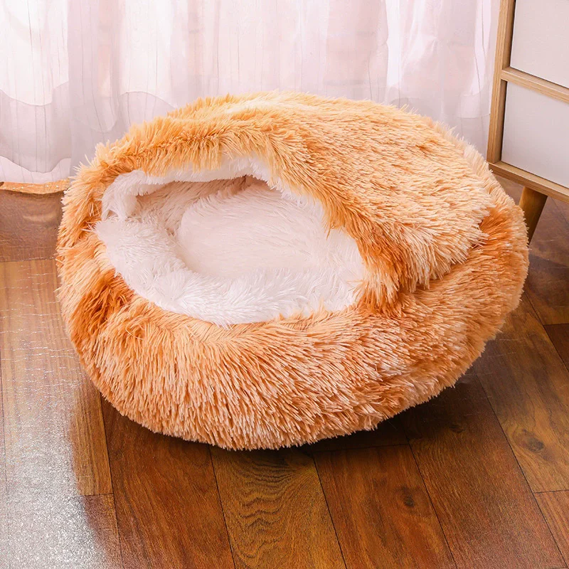 Cama redonda para perros, cama cálida de invierno para gatos, cesta de felpa para perros, cama lavable para mascotas, sofá para perros pequeños, medianos y grandes. - Imagen 7