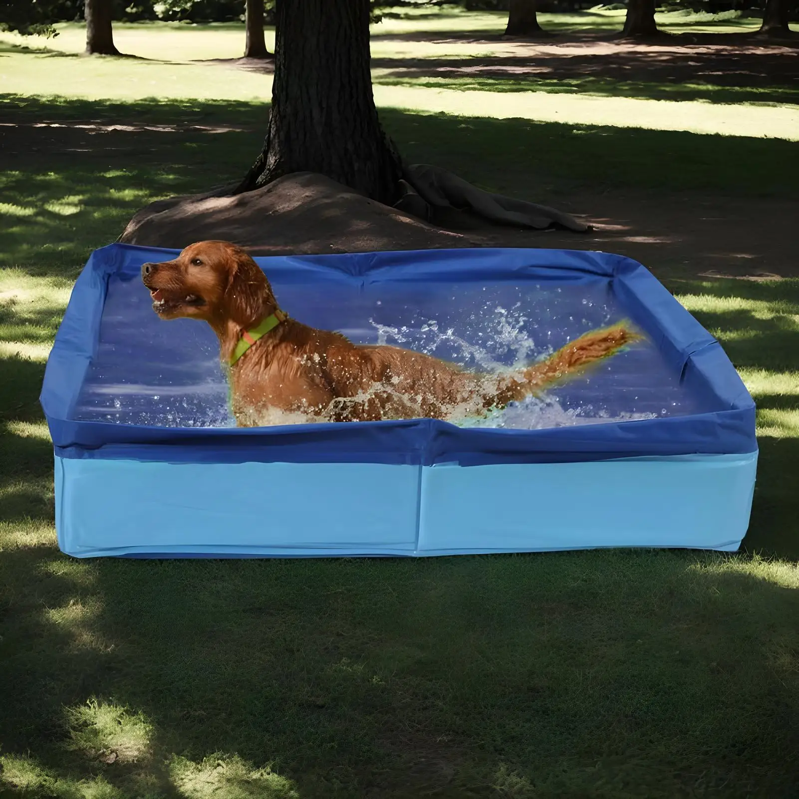 Piscina plegable de PVC para mascotas, piscina infantil antideslizante no inflable para perros, bañera para cachorros, gatos y otros animales. - Imagen 2