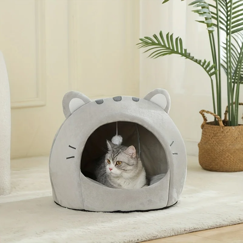 Cama para gatos de dibujos animados, casa para gatos pequeños y medianos, acogedora cueva para gatitos. - Imagen 11