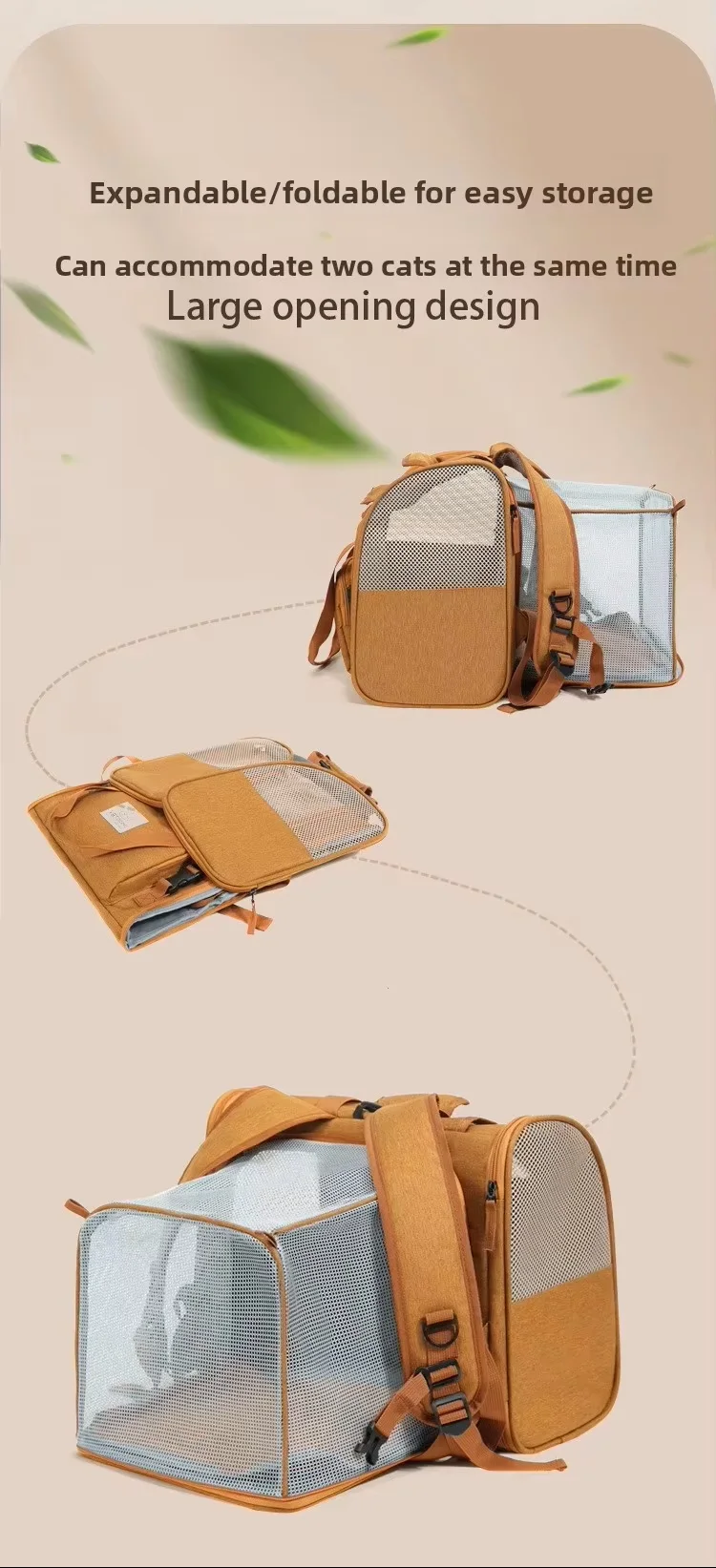 Mochila para gatos expandible de gran capacidad, transportín para perros y gatos pequeños y medianos, aprobada por aerolíneas, bolsa de viaje transpirable. - Imagen 12