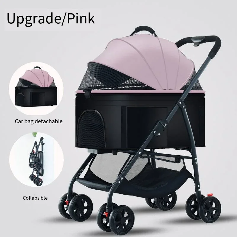 Cochecitos para mascotas 3 en 1, ligeros y plegables, diseñados específicamente para pasear perros, bebés, perros medianos y pequeños, gatos y para uso en exteriores. - Imagen 7