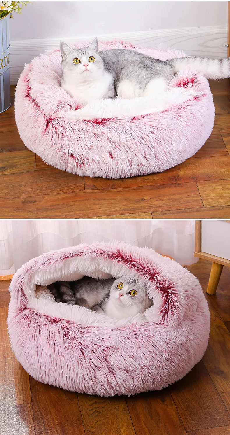 Cama redonda para perros, cama cálida de invierno para gatos, cesta de felpa para perros, cama lavable para mascotas, sofá para perros pequeños, medianos y grandes. - Imagen 26