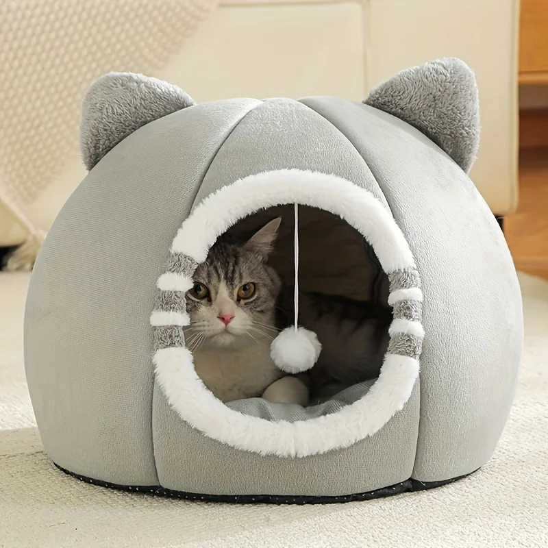 Cama para gatos de dibujos animados, casa para gatos pequeños y medianos, acogedora cueva para gatitos. - Imagen 2