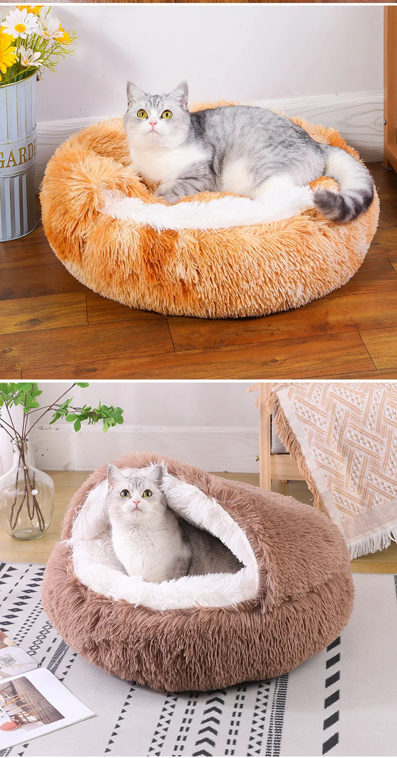 Cama redonda para perros, cama cálida de invierno para gatos, cesta de felpa para perros, cama lavable para mascotas, sofá para perros pequeños, medianos y grandes. - Imagen 21