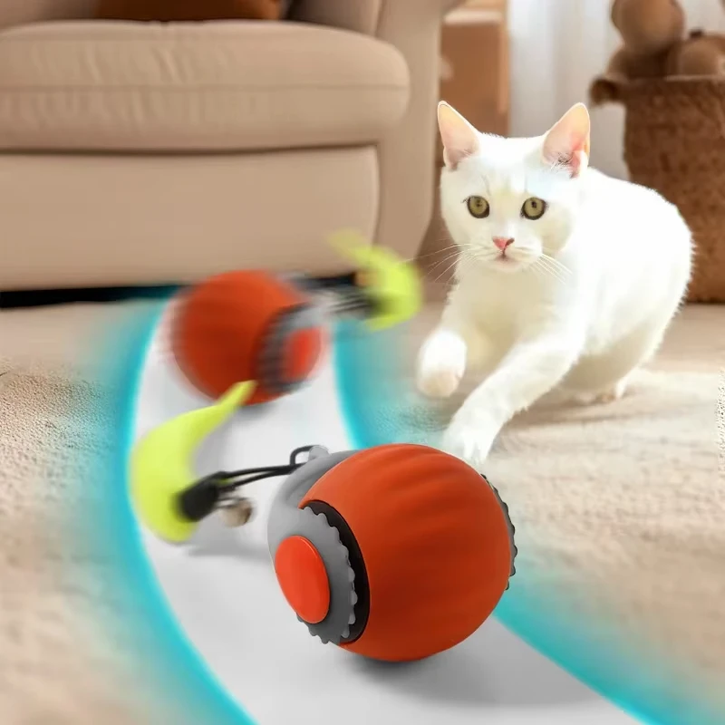 Juguete interactivo para gatos con bola rodante automática