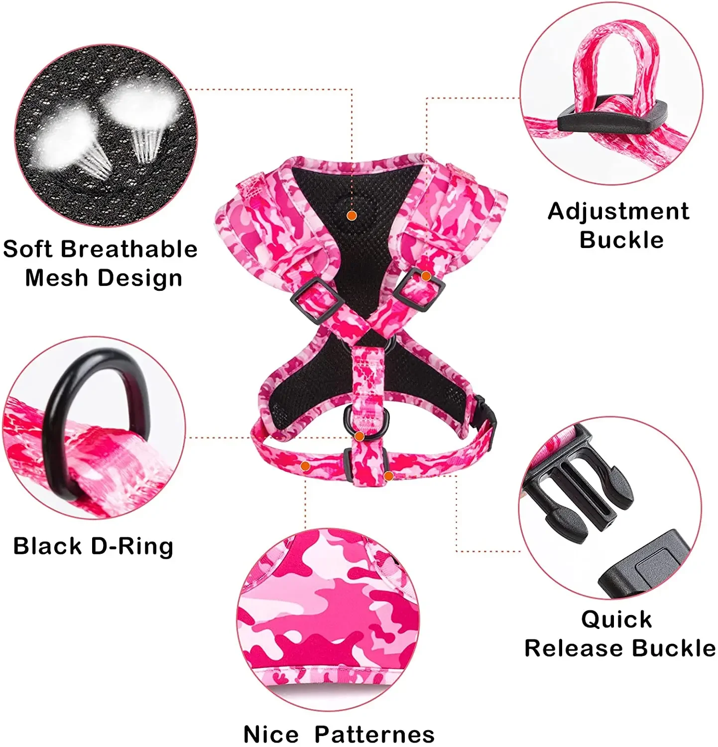 Conjunto de arnés para perros que incluye chaleco, arnés, collar, correa, pañuelo, bufanda, bolsa para excrementos y accesorios para mascotas (gatos y perros). - Imagen 17