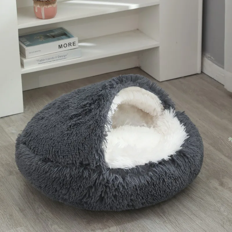 Cama redonda para perros, cama cálida de invierno para gatos, cesta de felpa para perros, cama lavable para mascotas, sofá para perros pequeños, medianos y grandes. - Imagen 30