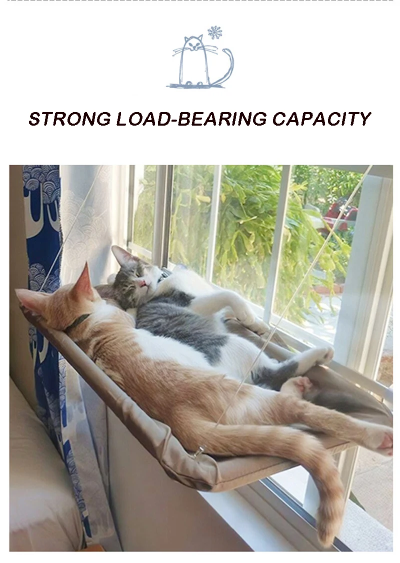 Hamaca para gatos, cama colgante aérea para gatos, casita para gatos, estructura para trepar para gatitos, asiento soleado para ventana, nido, soporta hasta 20 kg. - Imagen 11