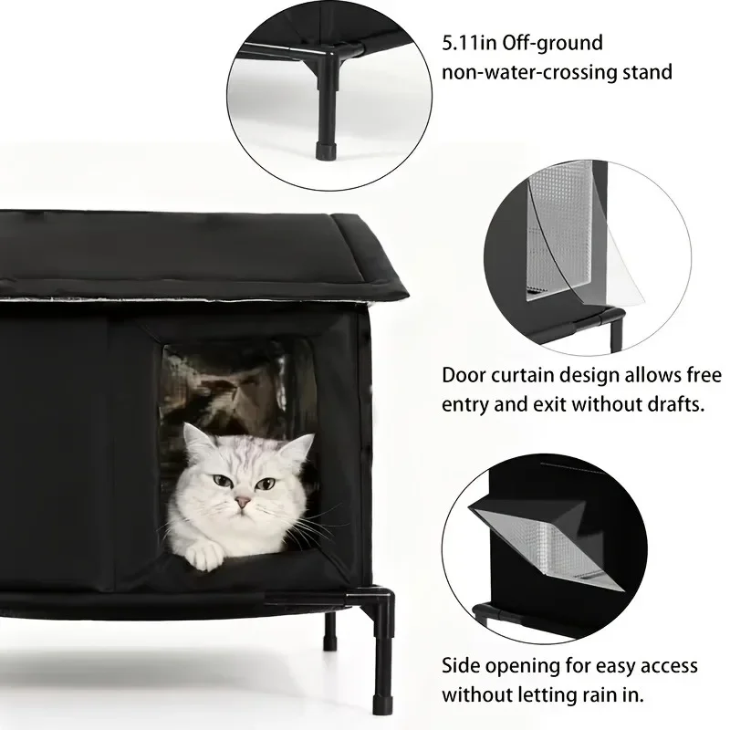 Nido cálido de invierno para gatos, aislado térmicamente, refugio exterior para gatos, casa para gatos callejeros, cueva de suelo. - Imagen 14