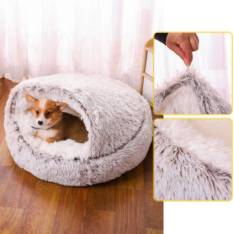 Cama redonda para perros, cama cálida de invierno para gatos, cesta de felpa para perros, cama lavable para mascotas, sofá para perros pequeños, medianos y grandes. - Imagen 2