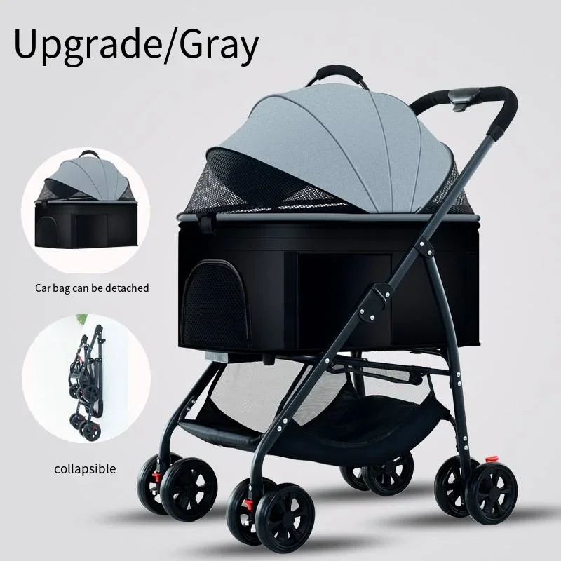 Cochecitos para mascotas 3 en 1, ligeros y plegables, diseñados específicamente para pasear perros, bebés, perros medianos y pequeños, gatos y para uso en exteriores. - Imagen 9