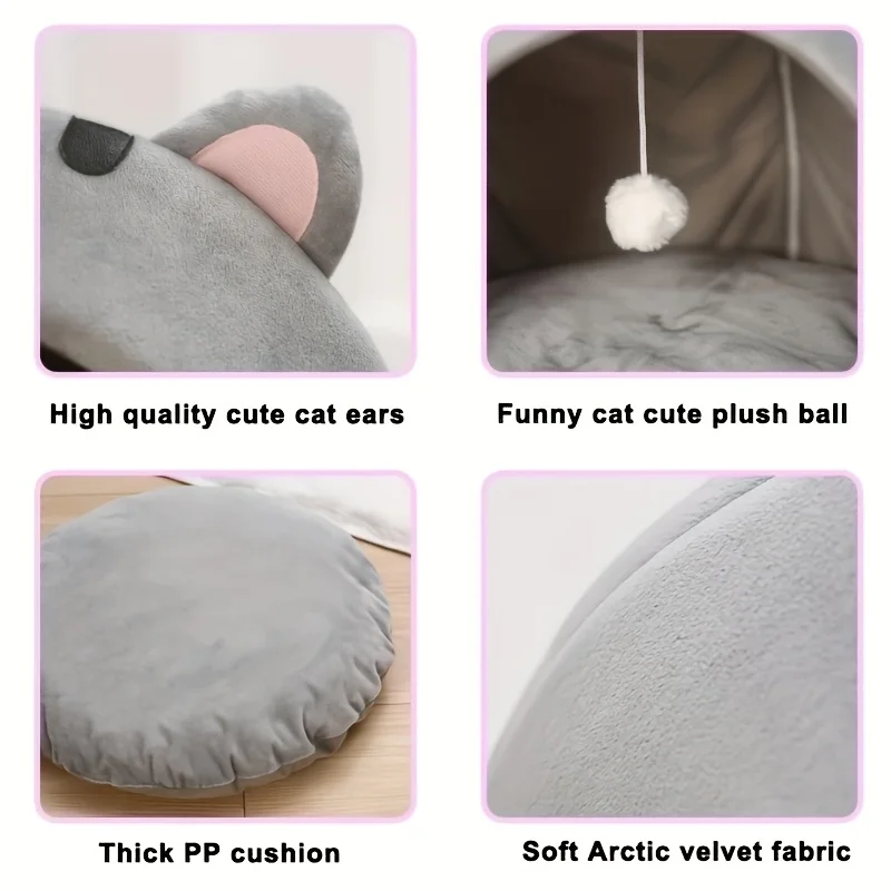 Cama para gatos de dibujos animados, casa para gatos pequeños y medianos, acogedora cueva para gatitos. - Imagen 6