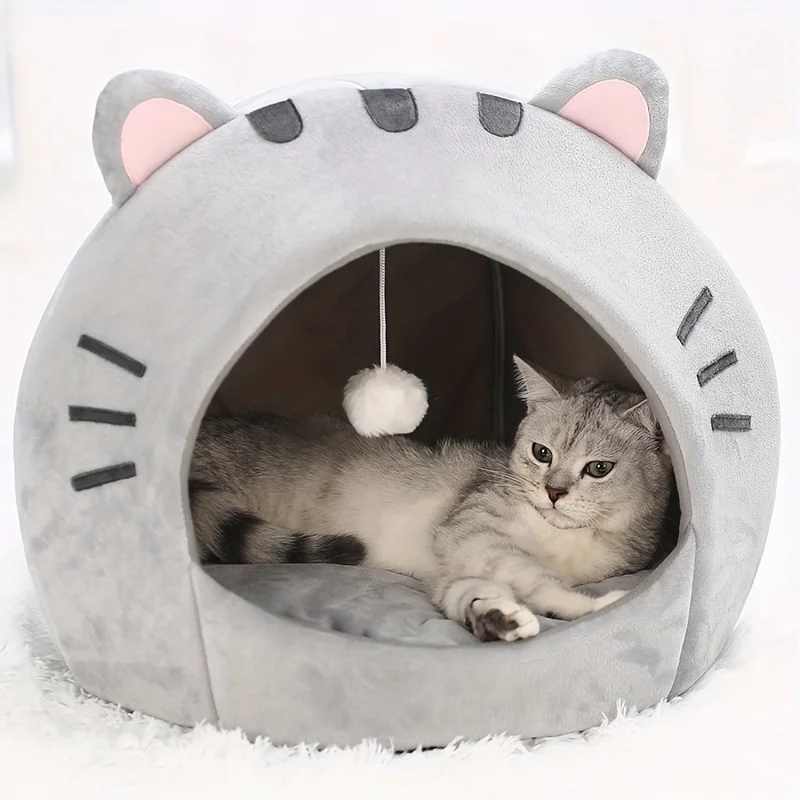 Cama para gatos de dibujos animados, casa para gatos pequeños y medianos, acogedora cueva para gatitos. - Imagen 9