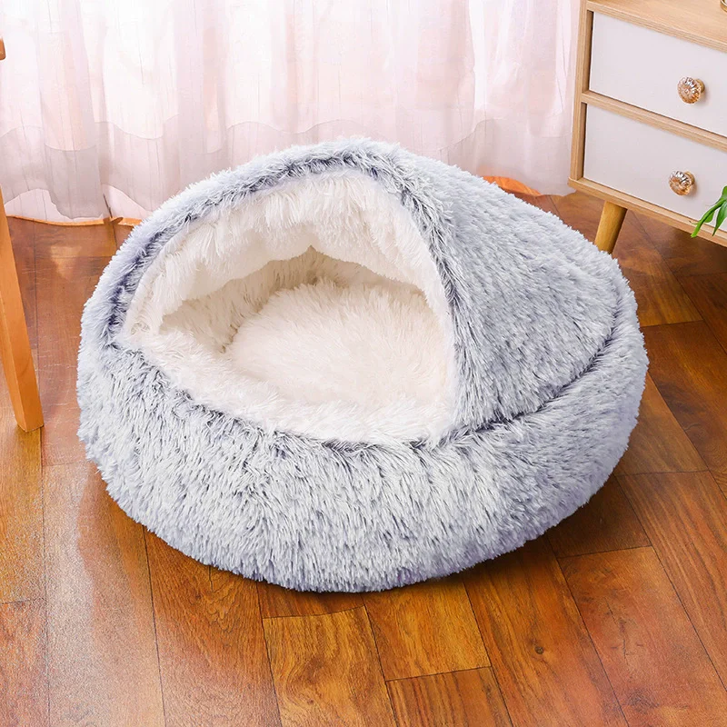 Cama redonda para perros, cama cálida de invierno para gatos, cesta de felpa para perros, cama lavable para mascotas, sofá para perros pequeños, medianos y grandes. - Imagen 10