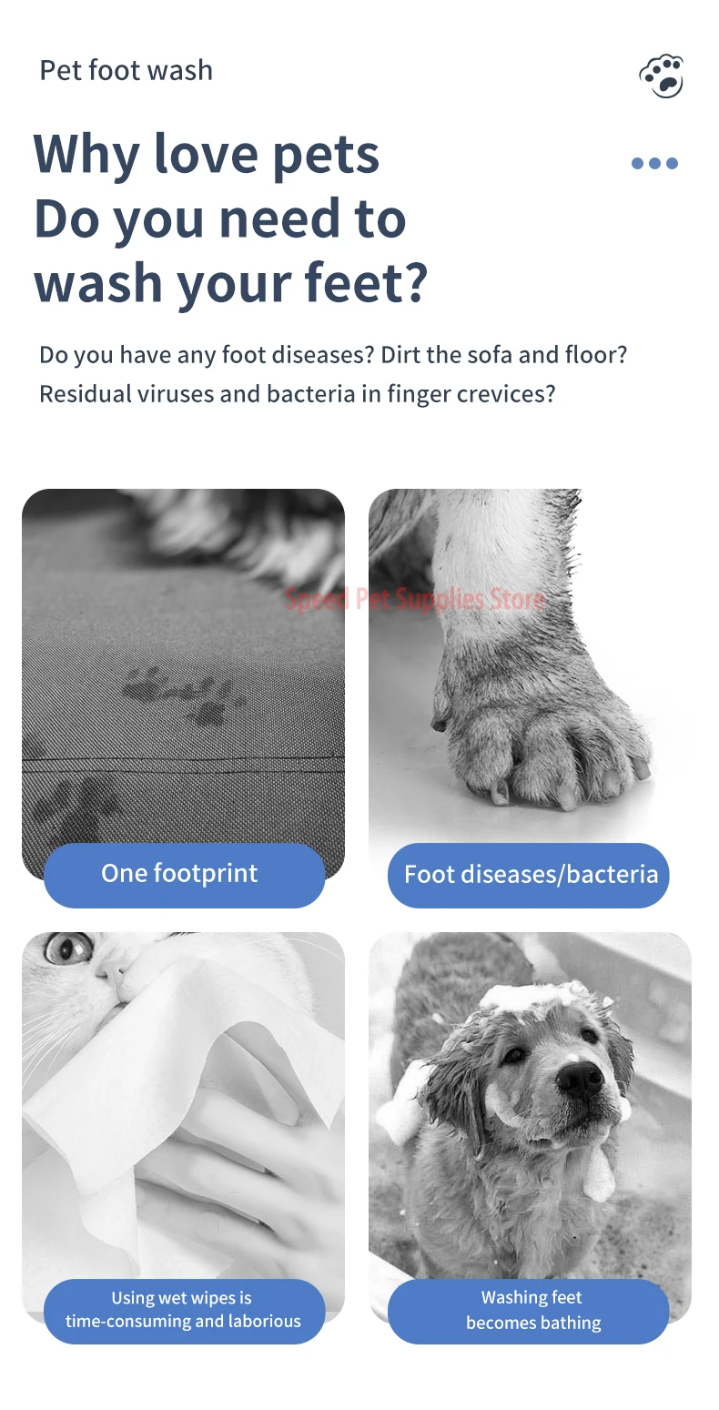 Lavador de patas de mascotas eléctrico, limpiador automático de patas de perros, limpiador rápido de patas de mascotas portátil, silencioso e impermeable. - Imagen 13