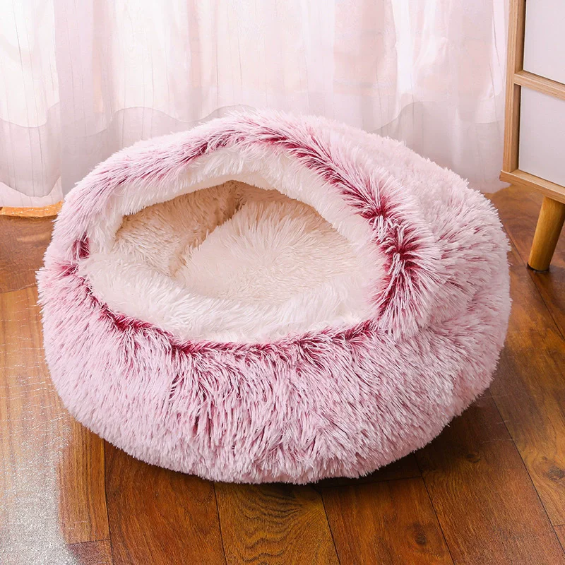 Cama redonda para perros, cama cálida de invierno para gatos, cesta de felpa para perros, cama lavable para mascotas, sofá para perros pequeños, medianos y grandes. - Imagen 9