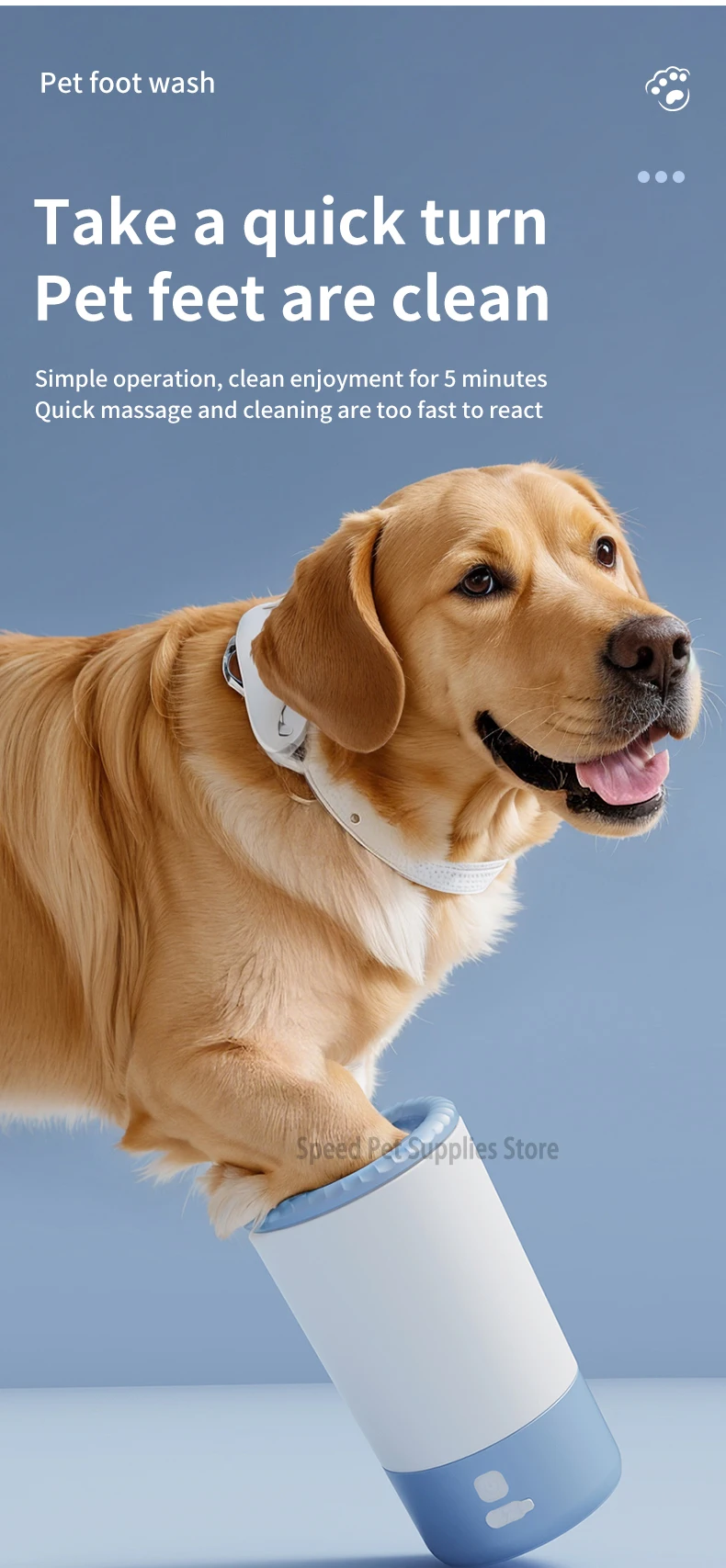 Lavador de patas de mascotas eléctrico, limpiador automático de patas de perros, limpiador rápido de patas de mascotas portátil, silencioso e impermeable. - Imagen 14