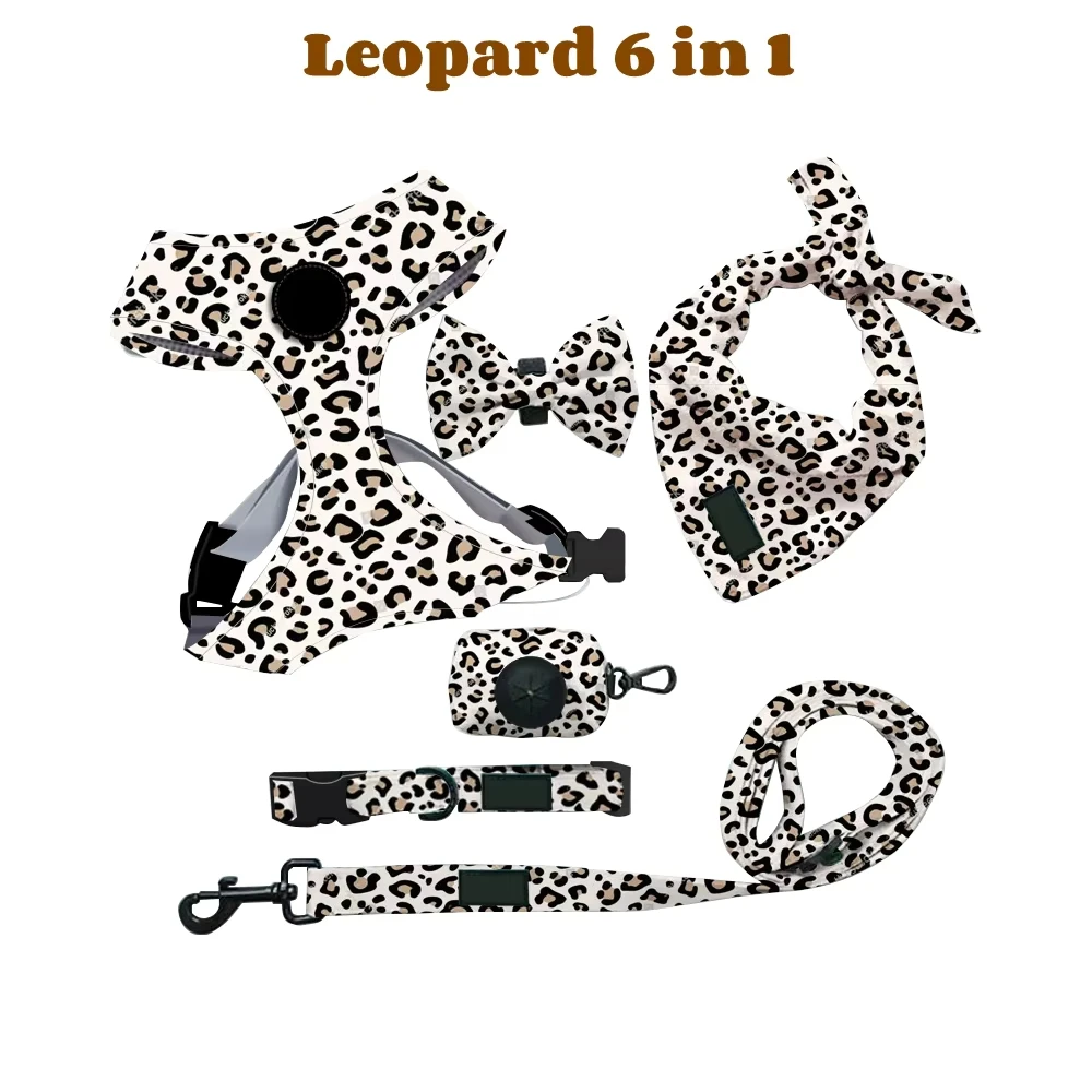 Conjunto de arnés para perros que incluye chaleco, arnés, collar, correa, pañuelo, bufanda, bolsa para excrementos y accesorios para mascotas (gatos y perros). - Imagen 10