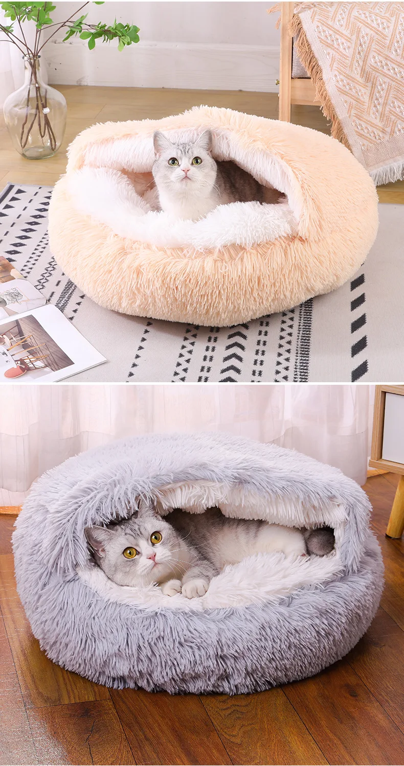 Cama redonda para perros, cama cálida de invierno para gatos, cesta de felpa para perros, cama lavable para mascotas, sofá para perros pequeños, medianos y grandes. - Imagen 25