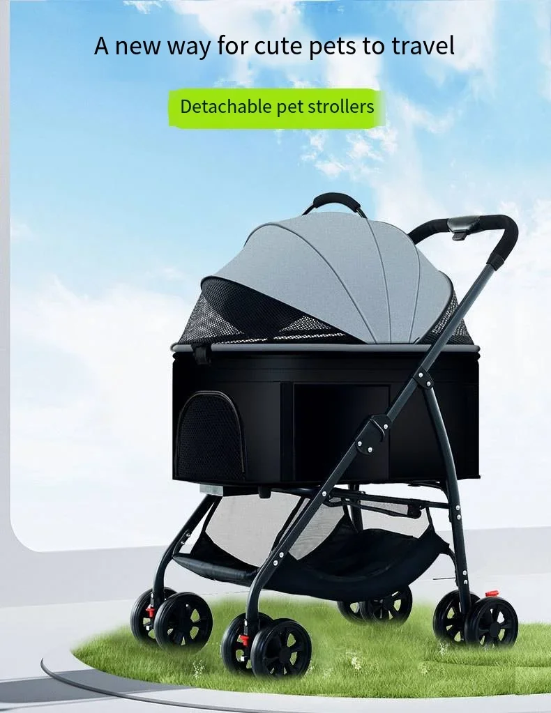 Cochecitos para mascotas 3 en 1, ligeros y plegables, diseñados específicamente para pasear perros, bebés, perros medianos y pequeños, gatos y para uso en exteriores. - Imagen 14