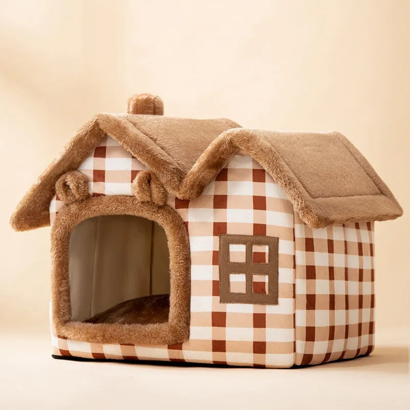 Casa plegable para gatos, cálida para invierno, cama tipo cueva para chihuahua, cesta para gatos pequeños, cama suave y cálida para gatos, caseta para cachorros, sueño profundo. - Imagen 10