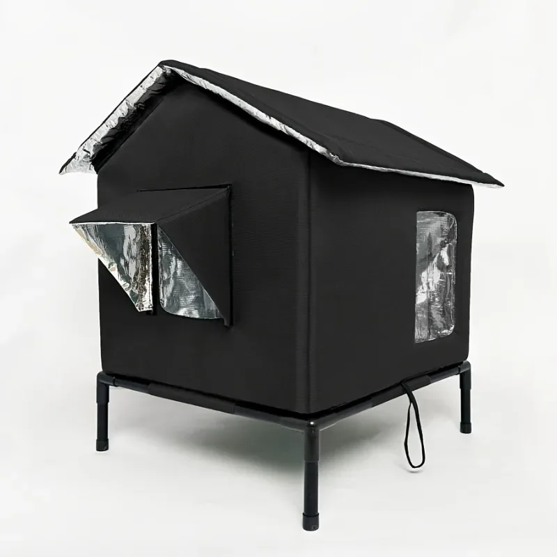 Nido cálido de invierno para gatos, aislado térmicamente, refugio exterior para gatos, casa para gatos callejeros, cueva de suelo. - Imagen 12
