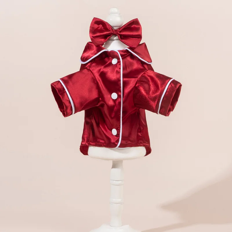 Conjunto de pijama para mascotas: lindo pijama de color liso para perros y gatos con diadema de flores, suave y sin arnés. - Imagen 8