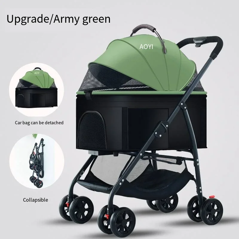 Cochecitos para mascotas 3 en 1, ligeros y plegables, diseñados específicamente para pasear perros, bebés, perros medianos y pequeños, gatos y para uso en exteriores. - Imagen 8