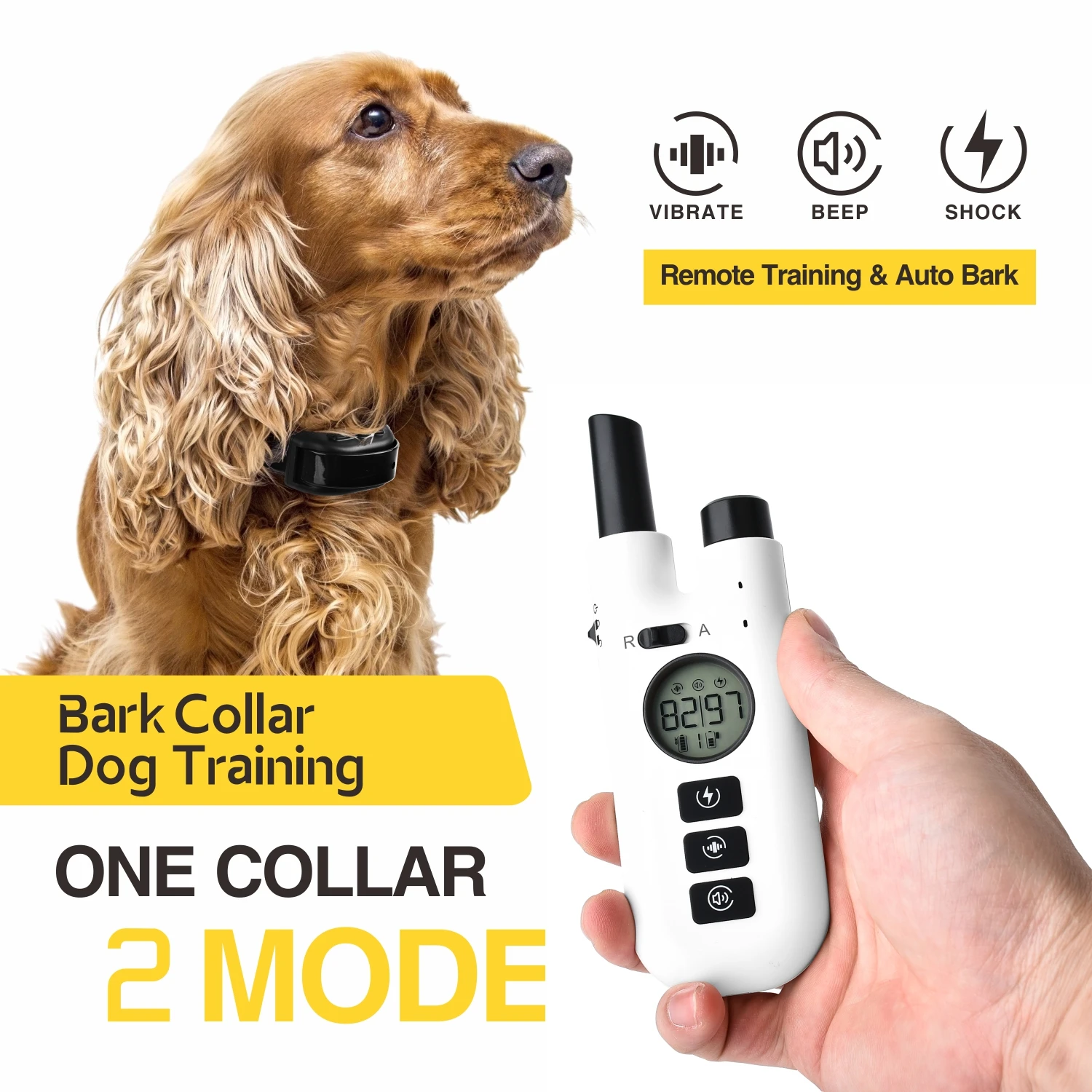 Collar antiladridos 2 en 1 para adiestramiento canino, collar antiladridos recargable de 800 m, collar eléctrico para perros con control remoto, resistente al agua.
